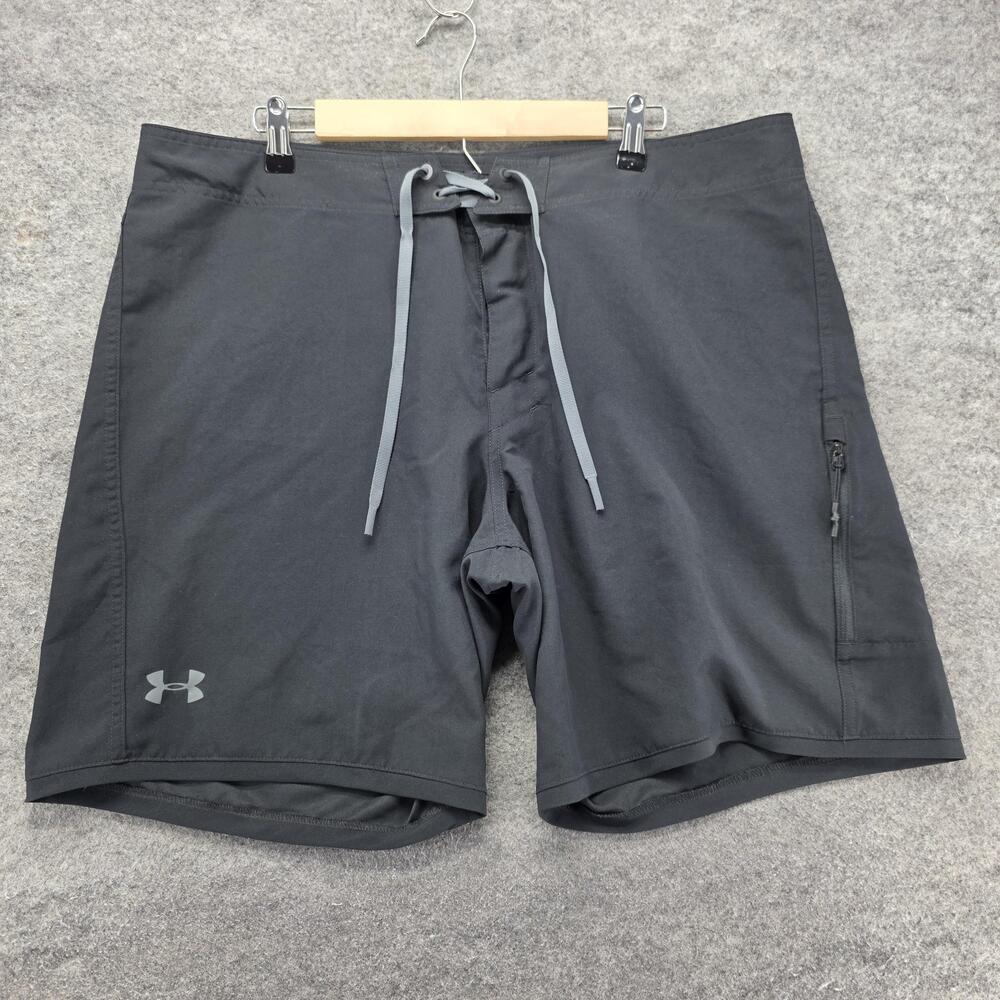 Under Armour Shorts Mens 40 Black Athletic 8 Inseam Pockets Drawstring Quick Dry